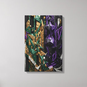 Smaragd en Amethyst Kubistische Godheden 3D Luxe M Canvas Afdruk