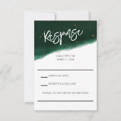 Smaragd en Bronzen Waterverf Bruiloft RSVP Kaartje (Voorkant)