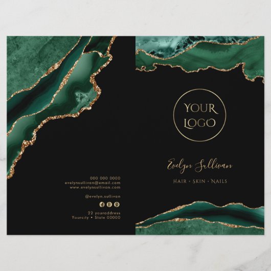 Smaragd en Gold Agaat Service Menu Brochure (Voorkant)