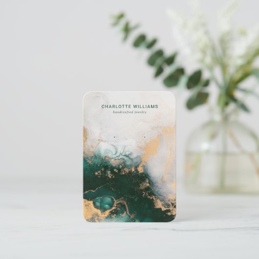 Smaragd en goud aangepaste sieraden display Kaart Visitekaartje (Staand voorkant)