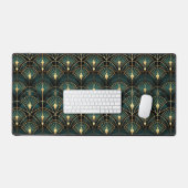 Smaragd en goud art deco patroon bureaumat (Keyboard & Muis)