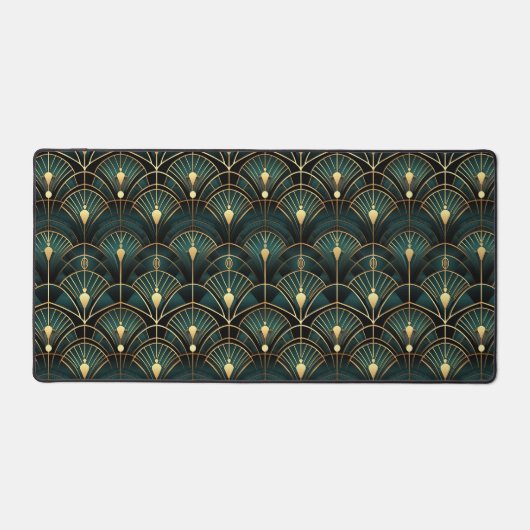 Smaragd en goud art deco patroon bureaumat (Voorkant)
