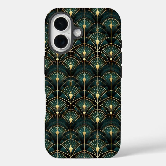 Smaragd en goud art deco patroon Case-Mate iPhone case (Achterkant)