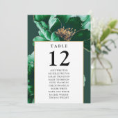 Smaragd en goud Bloemen Tafel Nummer Zitting Grafi Kaart (Staand voorkant)