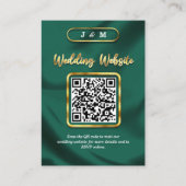 Smaragd en goud bruiloft website QR Code Custom Informatiekaartje (Voorkant)