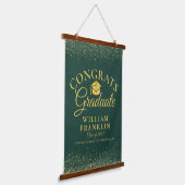 Smaragd en Goud Gefeliciteerd Afstuderen Afstudere Hangend Wandkleed (Gebogen)