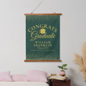 Smaragd en goud Gefeliciteerd Geslaagd Afstuderen Hangend Wandkleed (Slaapkamer)