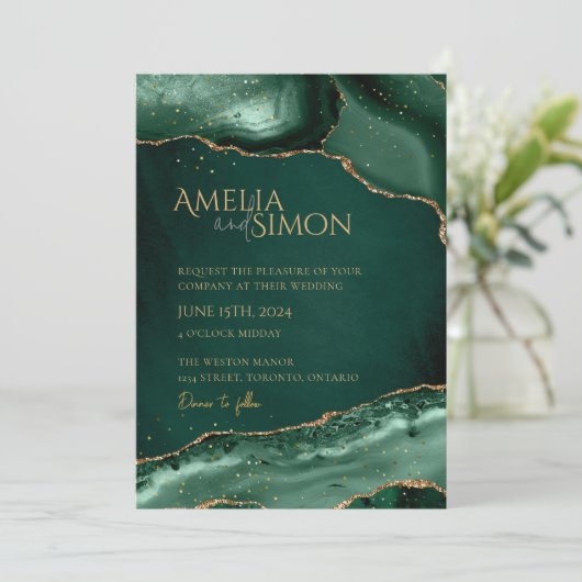 Smaragd en Goud Links Donker Kaart (Staand voorkant)