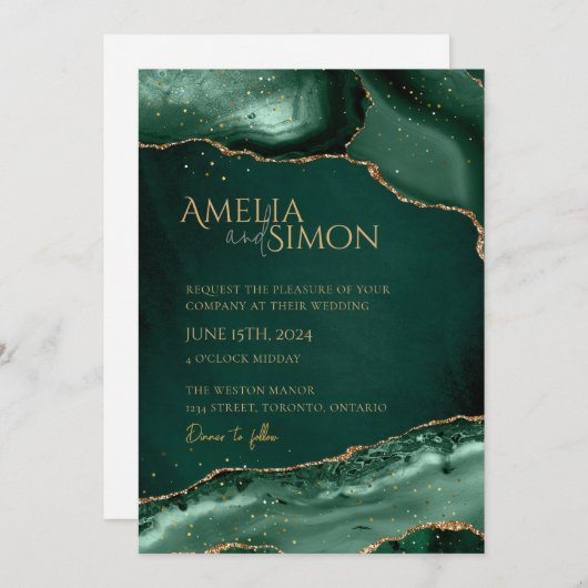 Smaragd en Goud Links Donker Kaart (Voorkant / Achterkant)