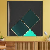 Smaragd en Goud Minimalisme Canvas Afdruk (Insitu (Woonkamer))