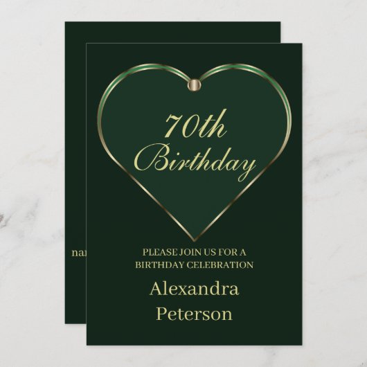 Smaragd en goud minimalistische hart verjaardag kaart (Voorkant / Achterkant)