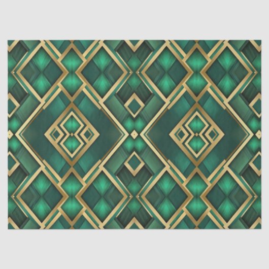 Smaragd en Goud Moderne Argyle Tissue Papier (Voorkant)