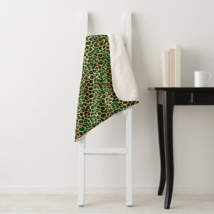 Smaragd en Goud Safari Serie Design 8 Sherpa Deken