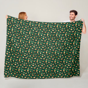 Smaragd en Goud Safari Serie Ontwerp 3 Fleece Deken