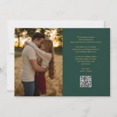Smaragd en goud script foto bruiloft QR-code Save The Date (Achterkant)