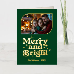 Smaragd en goud vrolijk en helder kerstfoto folie feestdagenkaart
