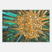 Smaragd en gouden cellen mozaïek abstract inpakpapier vel (Voorkant 3)