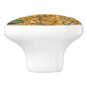 Smaragd en gouden cellen mozaïek abstract keramische knop (Zijkant)