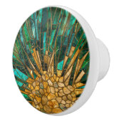 Smaragd en gouden cellen mozaïek abstract keramische knop (Rechts)