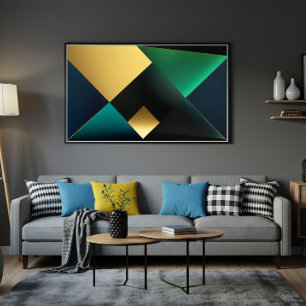 Smaragd en Gouden Geometrische Harmonie Poster