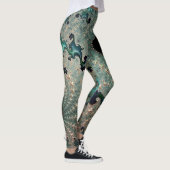 Smaragd en Gouden Mandelbrot Leggings (Rechts)
