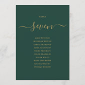 Smaragd en Gouden Script Tafelnummer Zitkaart (Achterkant)