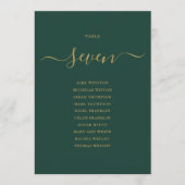 Smaragd en Gouden Script Tafelnummer Zitkaart (Voorkant)