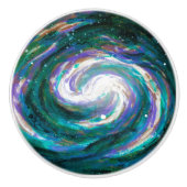 Smaragd en Paarse geschilderde Galaxy Keramische Knop (Voorkant)