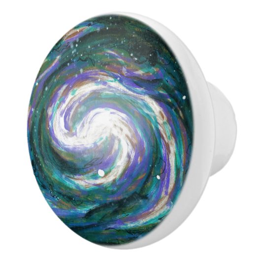 Smaragd en Paarse geschilderde Galaxy Keramische Knop (Rechts)