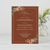 Smaragd en Roest Verbrand Sinaasappel Groen Bruilo Menu (Staand voorkant)