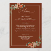 Smaragd en Roest Verbrand Sinaasappel Groen Bruilo Menu (Voorkant)