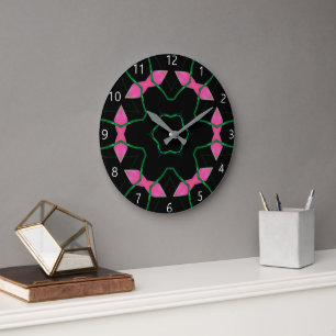 Smaragd en Roze Kaleidoscoop Grote Klok