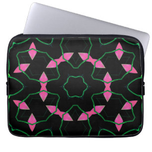 Smaragd en Roze Kaleidoscoop Laptop Sleeve