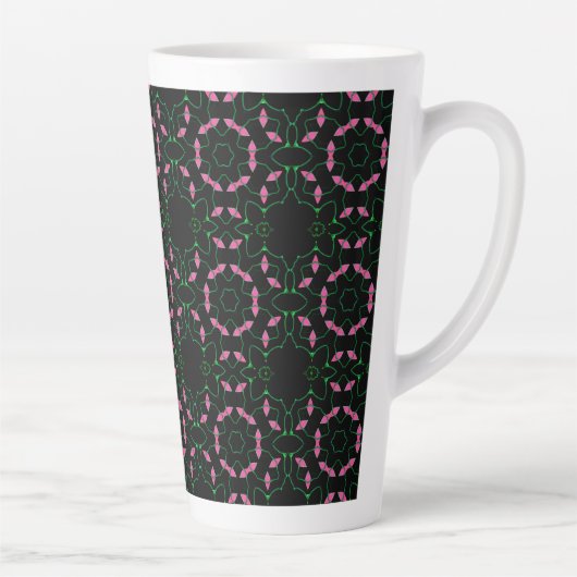Smaragd en Roze Kaleidoscoop Latte Mok (Rechts)