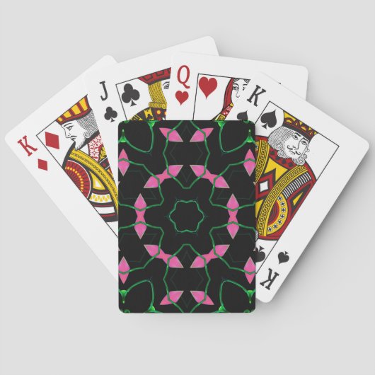 Smaragd en Roze Kaleidoscoop Pokerkaarten (Achterkant)