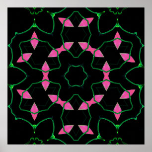 Smaragd en Roze Kaleidoscoop Poster