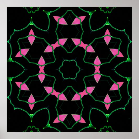 Smaragd en Roze Kaleidoscoop Poster (Voorkant)