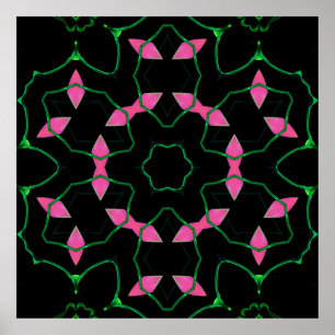 Smaragd en Roze Kaleidoscoop Poster