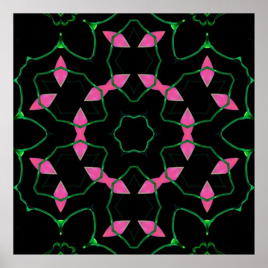 Smaragd en Roze Kaleidoscoop Poster (Voorkant)