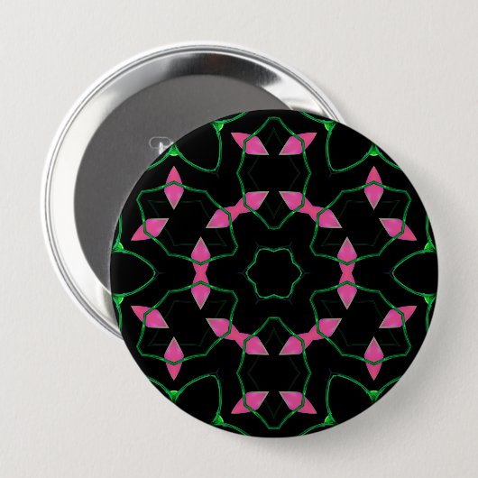 Smaragd en Roze Kaleidoscoop Ronde Button 4,0 Cm (Voorkant /achterkant)