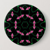 Smaragd en Roze Kaleidoscoop Ronde Button 4,0 Cm (Voorkant)