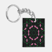 Smaragd en Roze Kaleidoscoop Sleutelhanger (Voorkant Links)