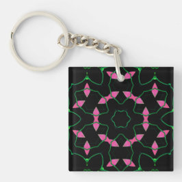 Smaragd en Roze Kaleidoscoop Sleutelhanger