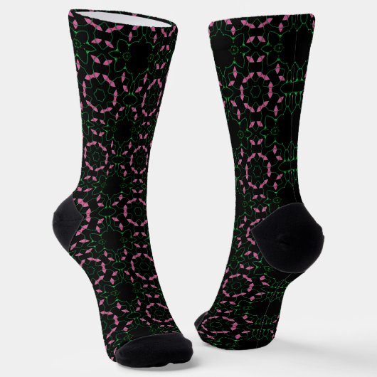 Smaragd en Roze Kaleidoscoop Sokken (Gebogen)