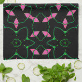 Smaragd en Roze Kaleidoscoop Theedoek (Gevouwen)
