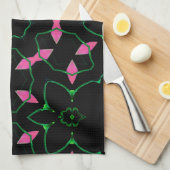 Smaragd en Roze Kaleidoscoop Theedoek (Quarter Fold)
