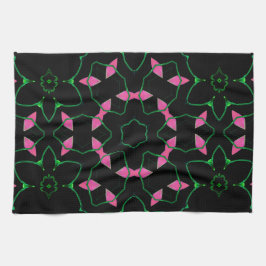 Smaragd en Roze Kaleidoscoop Theedoek