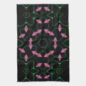 Smaragd en Roze Kaleidoscoop Theedoek (Verticaal)