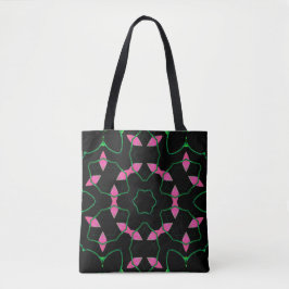 Smaragd en Roze Kaleidoscoop Tote Bag