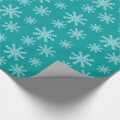 Smaragd en witte sneeuwvlokken cadeaupapier (Hoek)